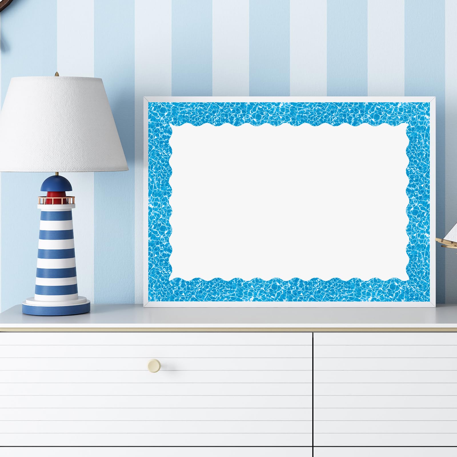 Amazon.co.jp: JarThenaAMCS 69フィート オーシャンウェーブ掲示板 ボーダー プール ウォーターリップル 60枚 ブルーシー  スカラップトリム ボーダーステッカー デカール 夏 学校 教室 オフィス 黒板 パーティー 装飾 : ホーム＆キッチン