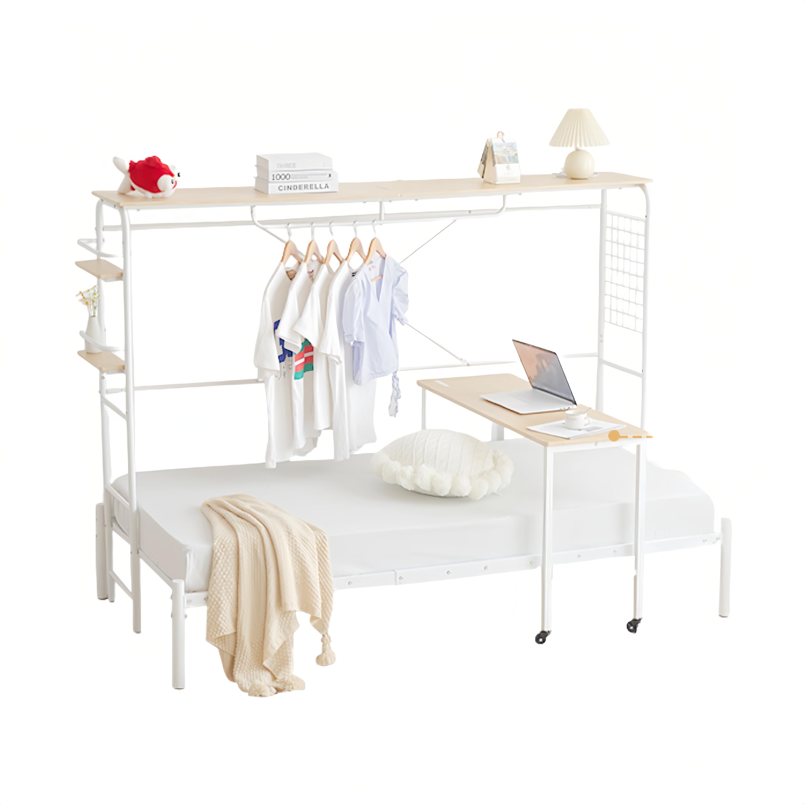 Amazon｜SOFTSEA パイプベッド シングル ベッドフレーム デスク付き