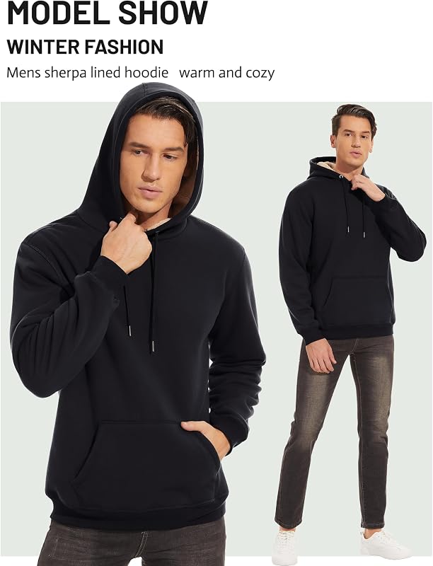 TACVASEN Men's Sherpa Lined Hoodies Winter Warm Fleece Hooded Sweatshirts image 3