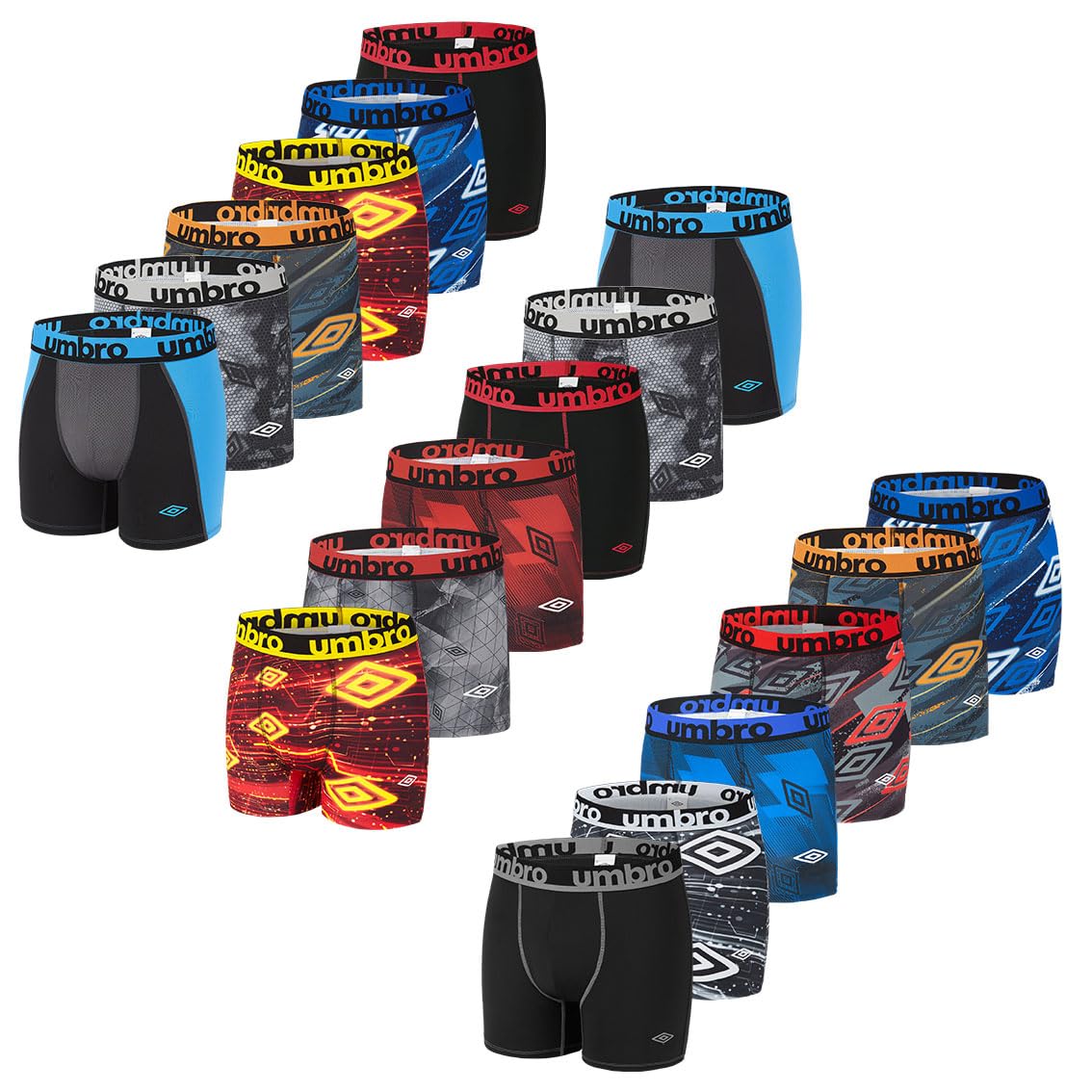 Umbro Pack Surprise Boxer Homme Ajustement Parfait, Calecon Modèle Aléatoire, Respirant, Liberté de Mouvement et Maille Aérée (Lot de 6)