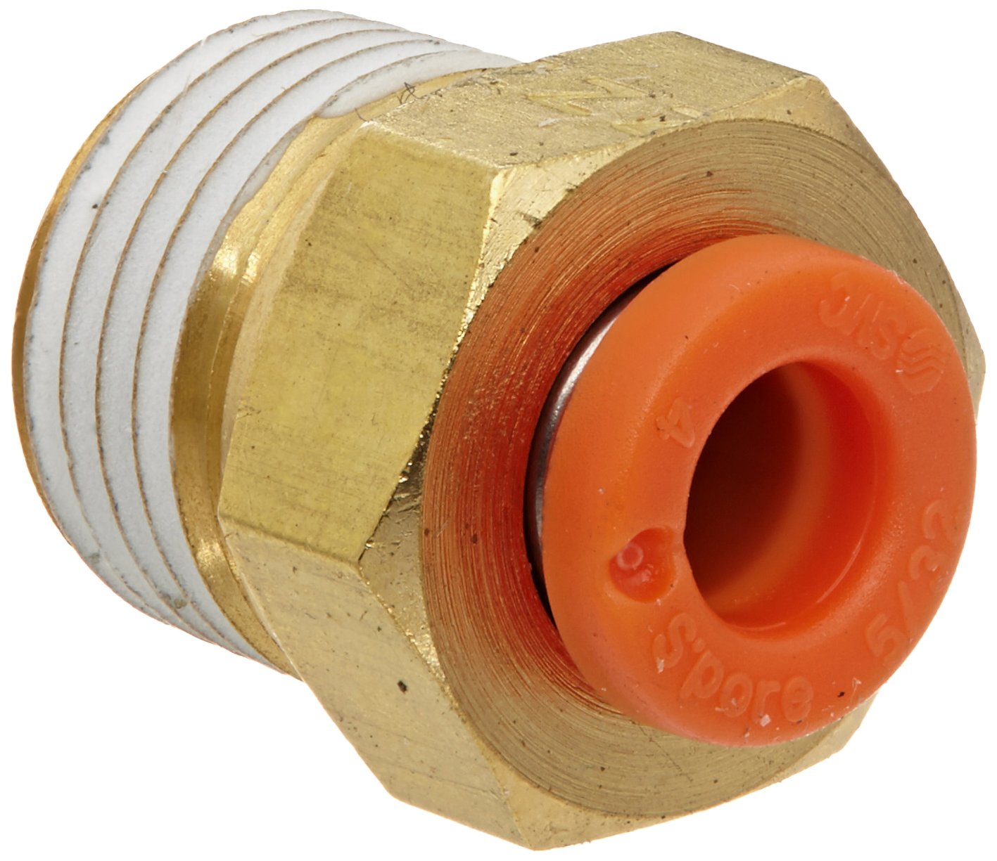 SMC KQ2H03-34AS Brass Push-to-Connect Tube Fitting with Sealant, Adapter, 5/32