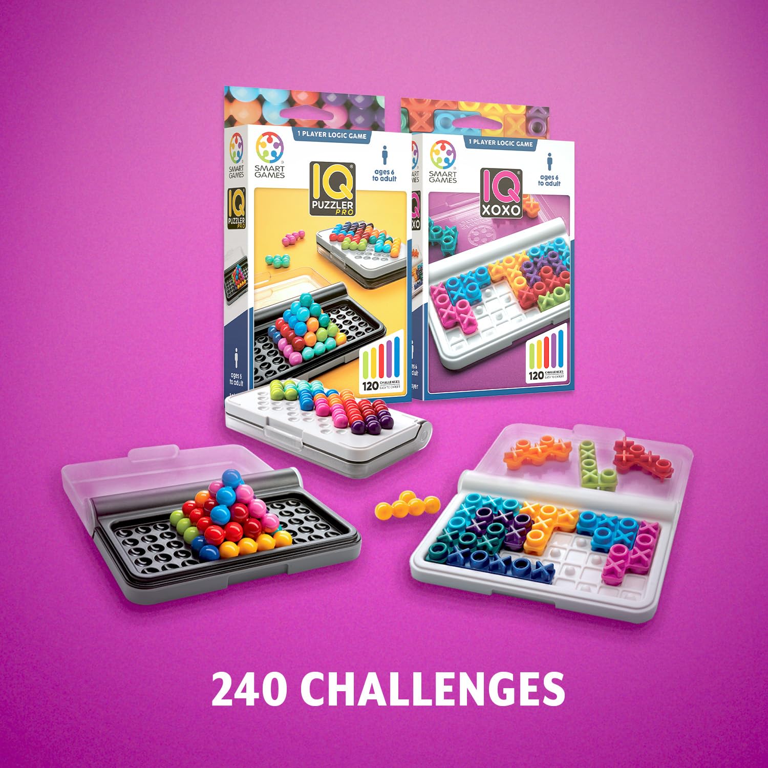 Smart Games - Iq Puzzler Pro + Iq XOXO | Juegos De Mesa Niños 6 Años | Juegos Educativos 6 Años | Juego de Mesa De Lógica para Niños | Juego Infantiles