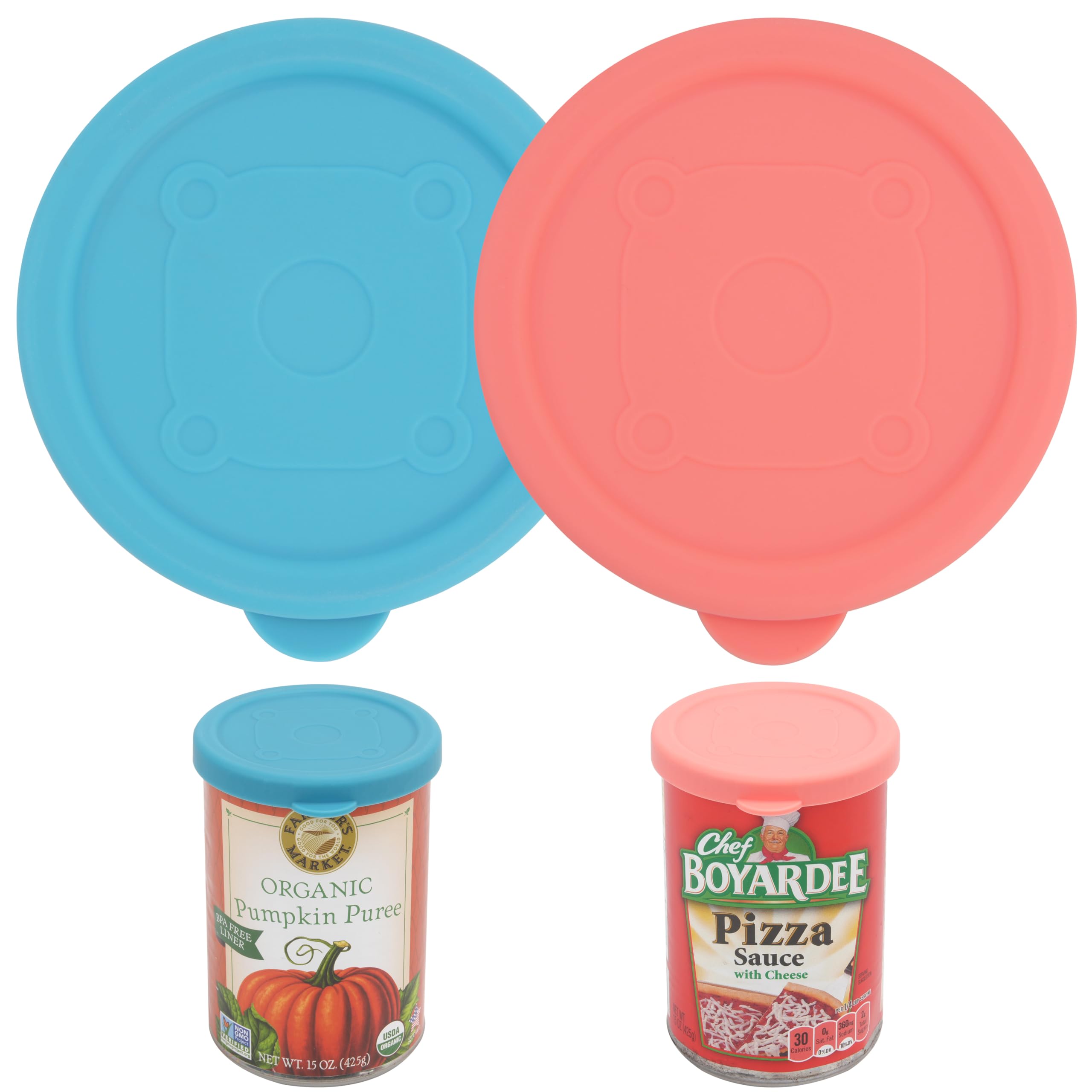 2PCs 3-inch/7.5cm Silicone Can Lids for Chef Boyardee | Van Camp's | Goya | Bush's Best | Farmer's Market Can, Can Cover for Canned Good, Fit Most Standard Size, Dishwasher Safe (Can NOT Included)