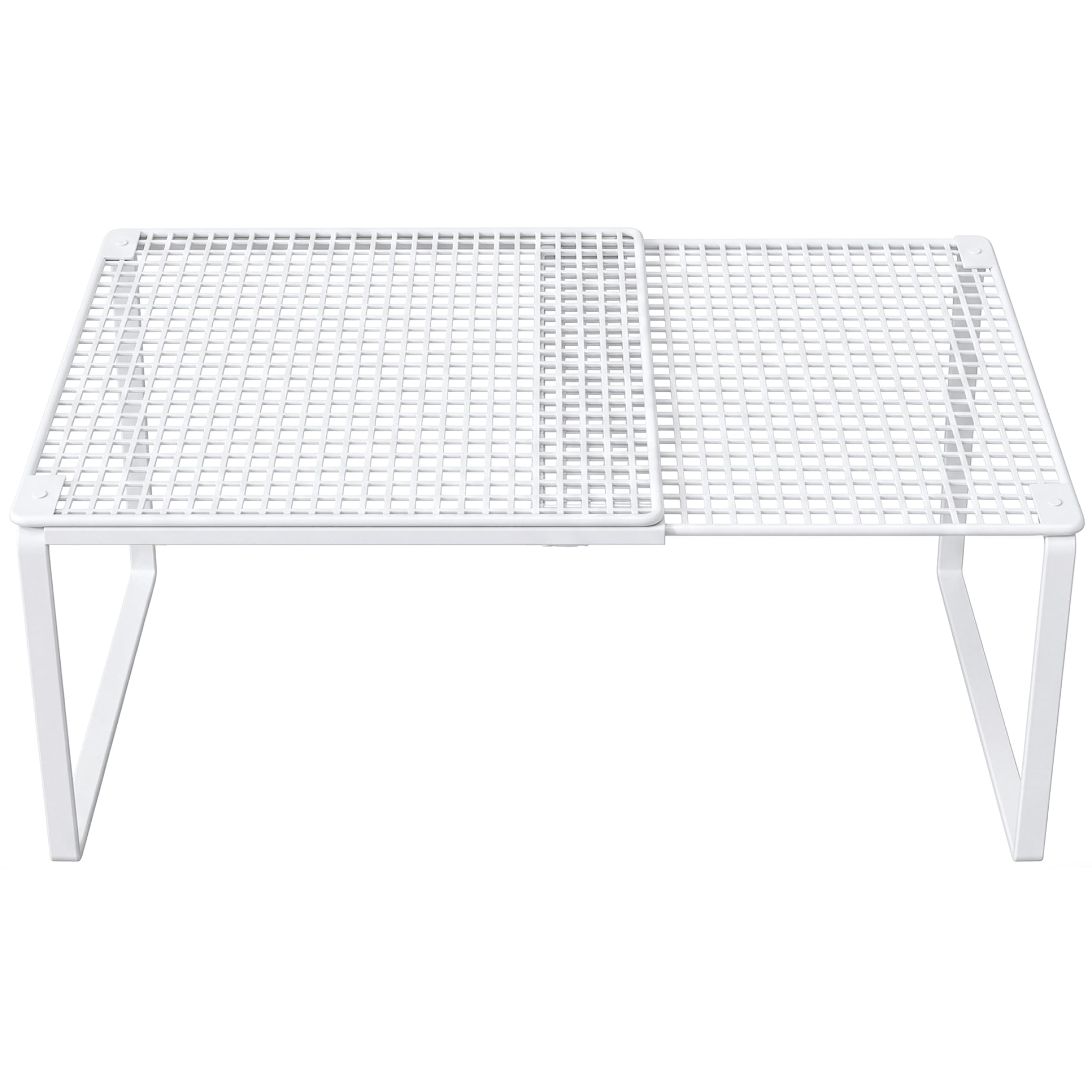 Nukinp Adjustable Expandable Shelf, Stackable Cabinet Organizer Shelf for Kitchen Pantry Closet, 14.96-24.41in, White