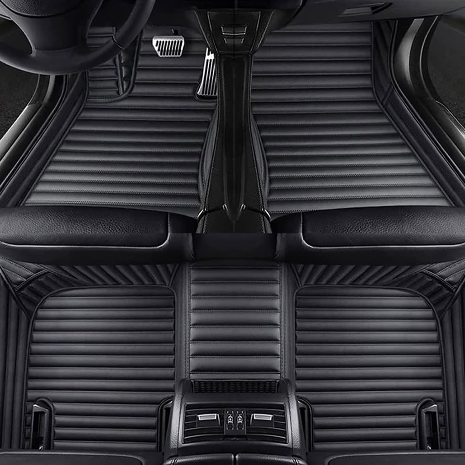 Ointjwwo A/Black Lether Cr Floor Mts For Lnd Rover Rnge Rover Vogue 2012-2022, Custom Full Coverge Crpet Liners Front Rer Row Ll Wether Wterproof Non-Slip Protection Interior Ccessories,