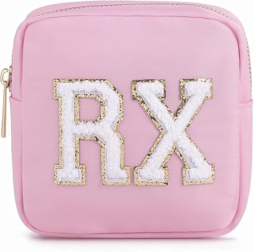 Miniatura 7 de Bolsa de cosméticos personalizada de nailon Rx, bonita bolsa de felpilla con cremallera, bolsa de vitaminas de viaje para maquillaje preparado para