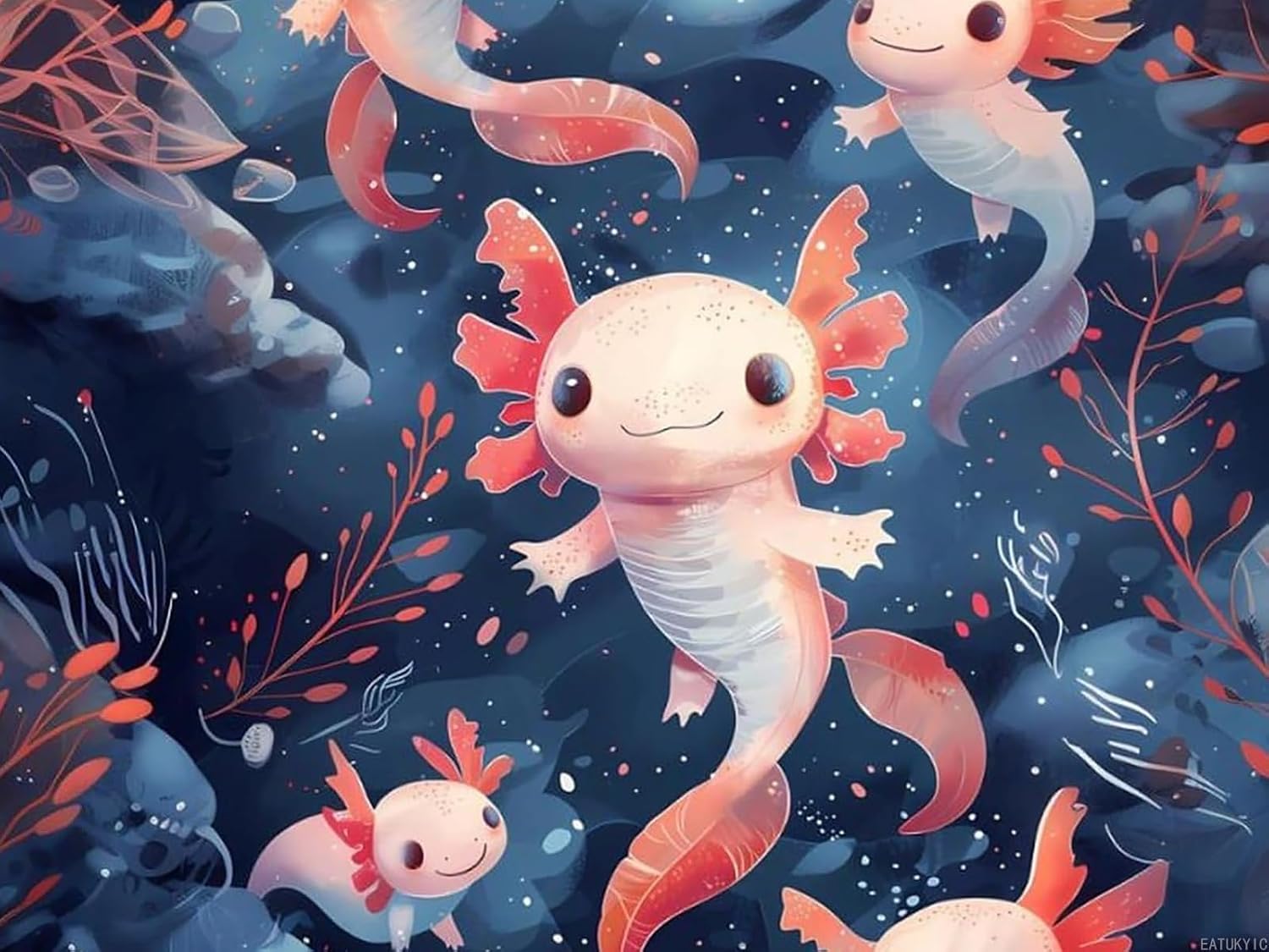 Axolotls Print DIY 5D Diamond Painting Kit, Adults Diamond Canvas, Round Diamond Art for Adults 12x16 inch