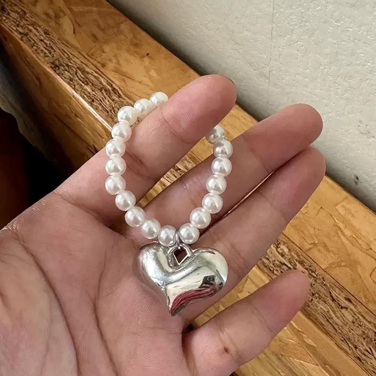 sunla Doll Necklace Charm Accessories for 17cm Dolls, Cute Decoration mini Chain Necklace Compatible with La Boo Boo- Silver Heart