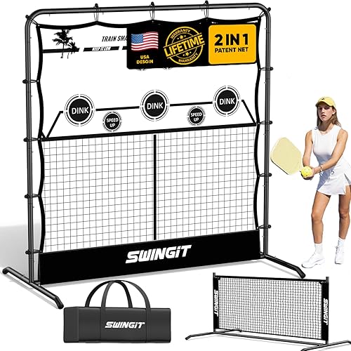 Miniatura 7 de Portable Pickleball Training Net, 2in1 Solo Rebounder Net System for Dinks Volleys Tennis, USAPA Approved Accuracy Trainer Equipment with Carry Bag,