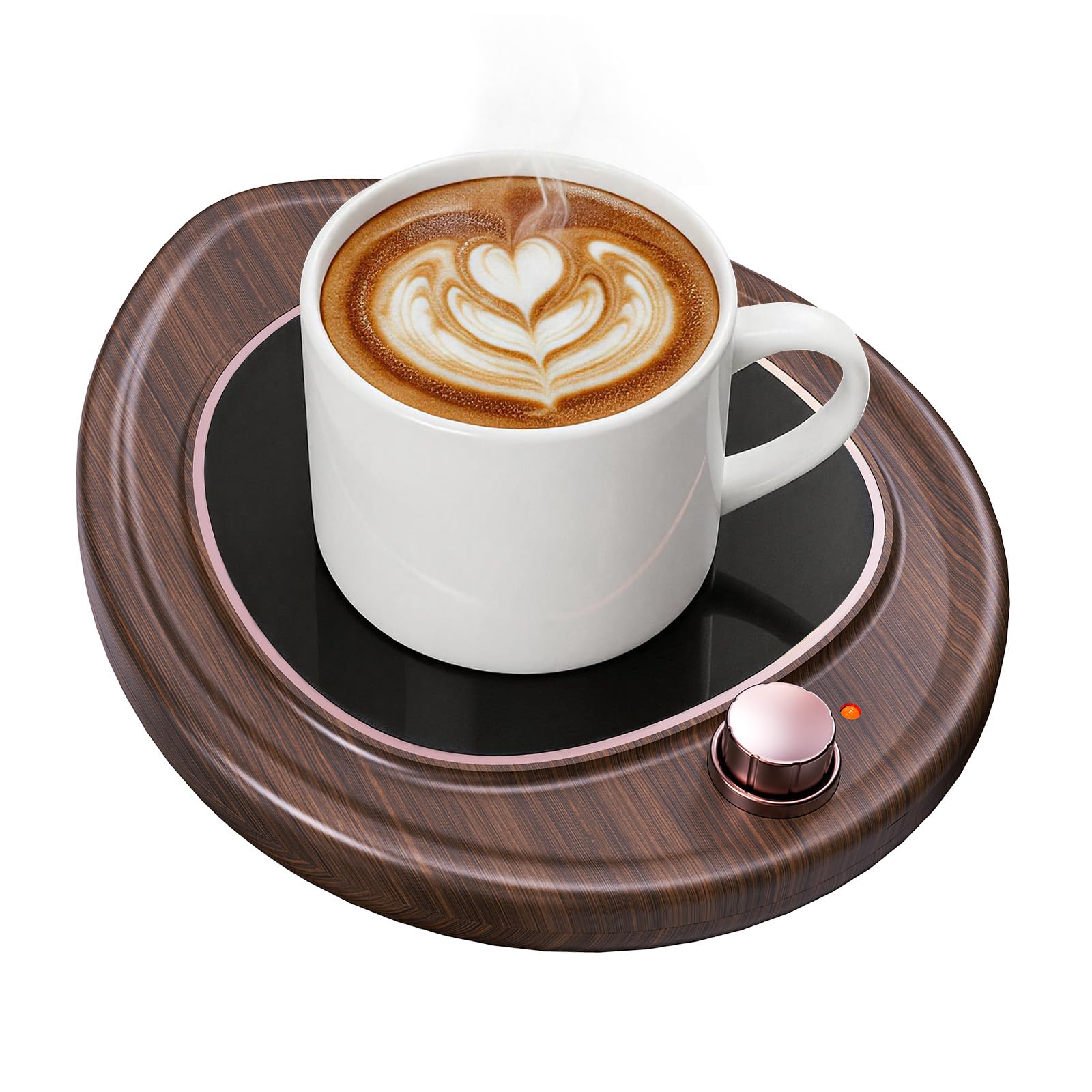MQUPIN Coffee Mug Warmer for Desk with 2 Temperature Settings Control Electric Beverage Tea Milk Candle Warmer for Office Bedroom (Wood Grain)