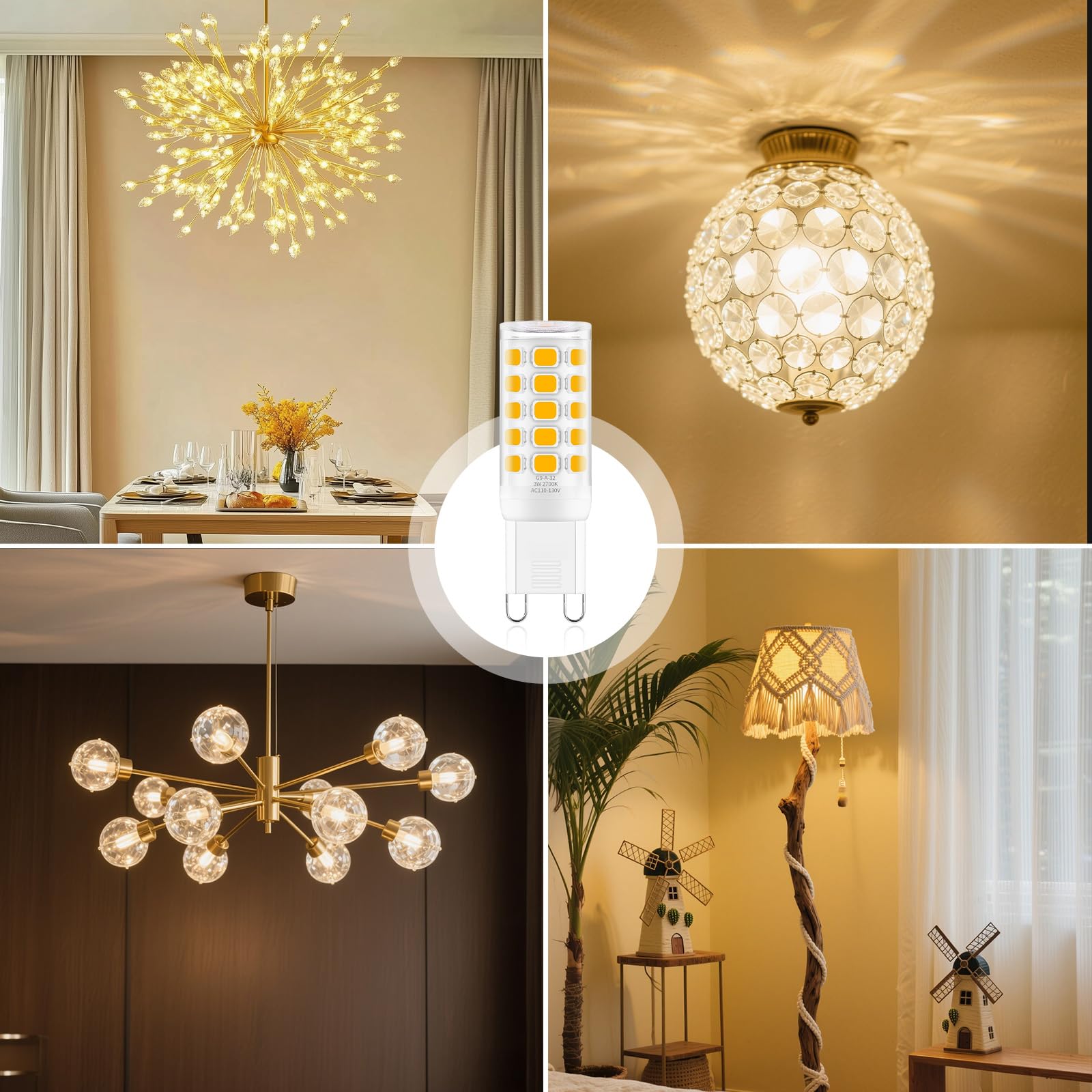 Bombilla LED G9 regulable de 3 W, T4 G9 4 W, repuesto para halógeno de 40 W, luz natural de 4000 K, iluminación de candelabro, CA 120 V sin parpadeo, paquete de 18