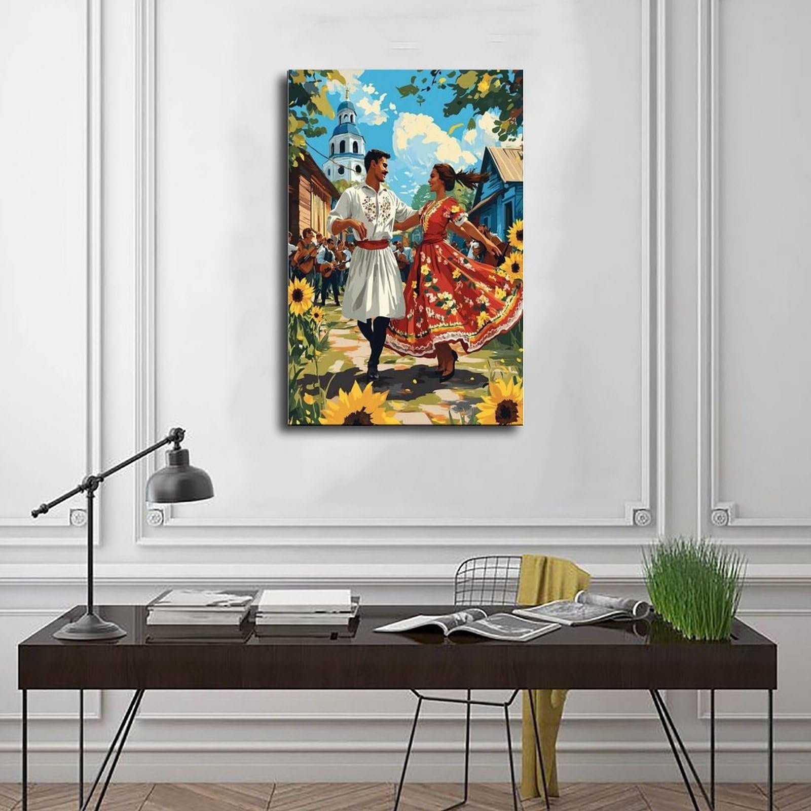 Stampa artistica di danza, poster su tela tradizionale per festival folk, decorazione per camera da letto, ufficio, stanza, regalo, 40,6 cm di lunghezza x 61 cm di larghezza