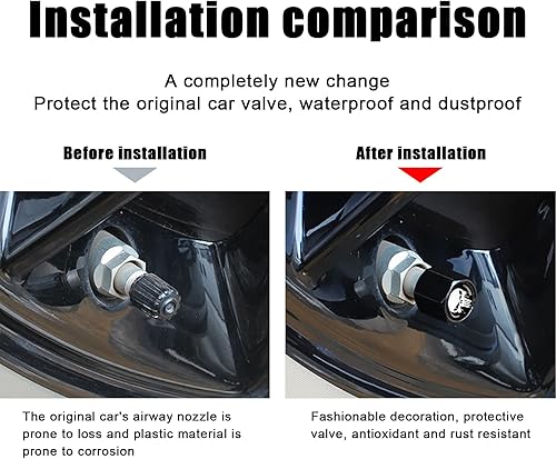 Miniatura 3 de Paquete de 4 tapas de vástago de válvula de automóvil, tapones universales para válvulas de aire de neumáticos de automóvil (negro y blanco)