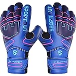 Sportout Youth&Adult Goalie Goalkeeper Gloves,Strong Grip for The Toughest Saves, with Finger Spines to Give Splendid Protection to Prevent Injuries,4 Colors (Dark Blue, 8)
