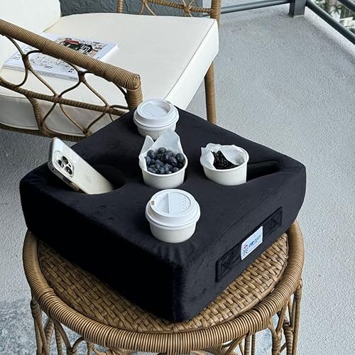 Miniatura 3 de La Almohada Portavasos Original Cup Cozy Pillow de 5 Agujeros Negra Como se Ve en TV - Soporte Portavasos para Sofá, Sillón, Cama, Automóvil, Casa