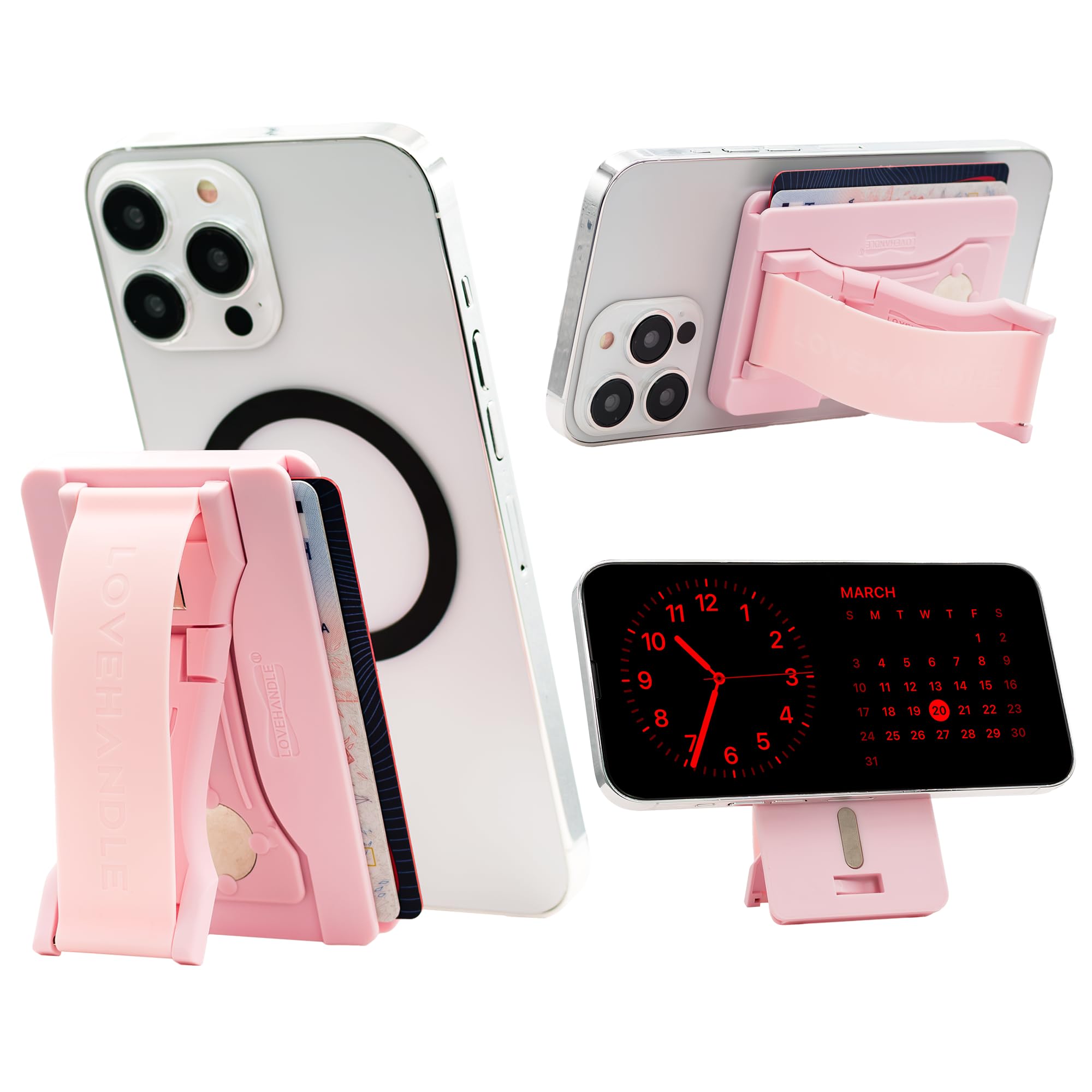 LOVEHANDLE Wallet for MagSafe + Kickstand - Light Pink