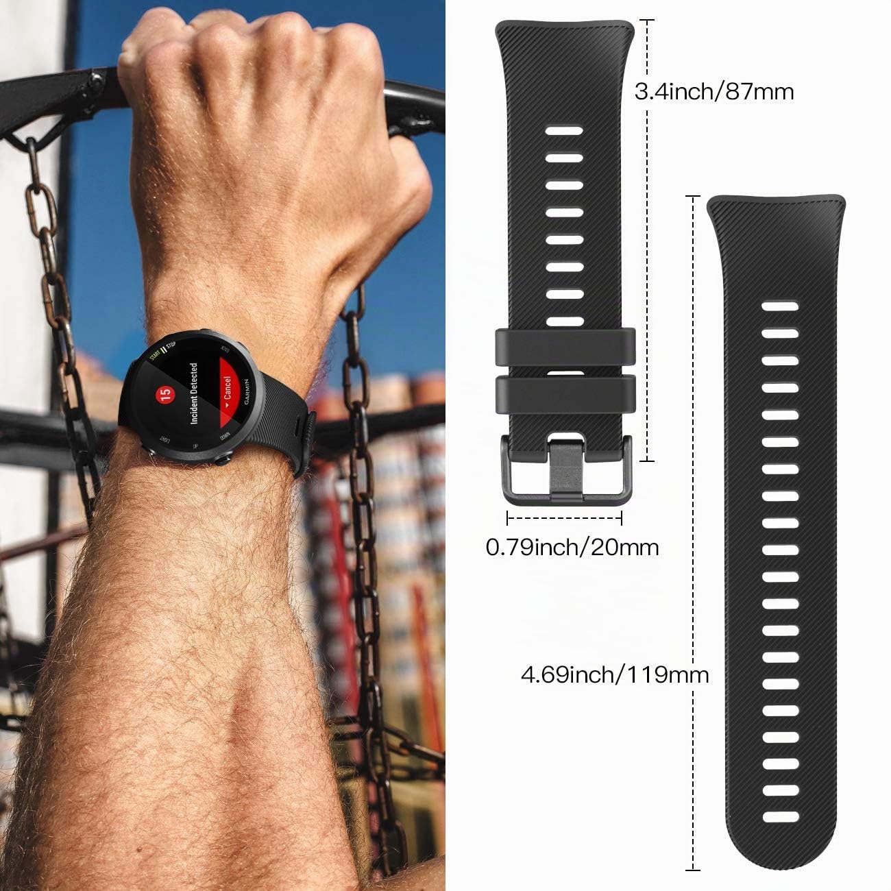 Correa de silicona para Garmin Forerunner 45, reemplazo ajustable