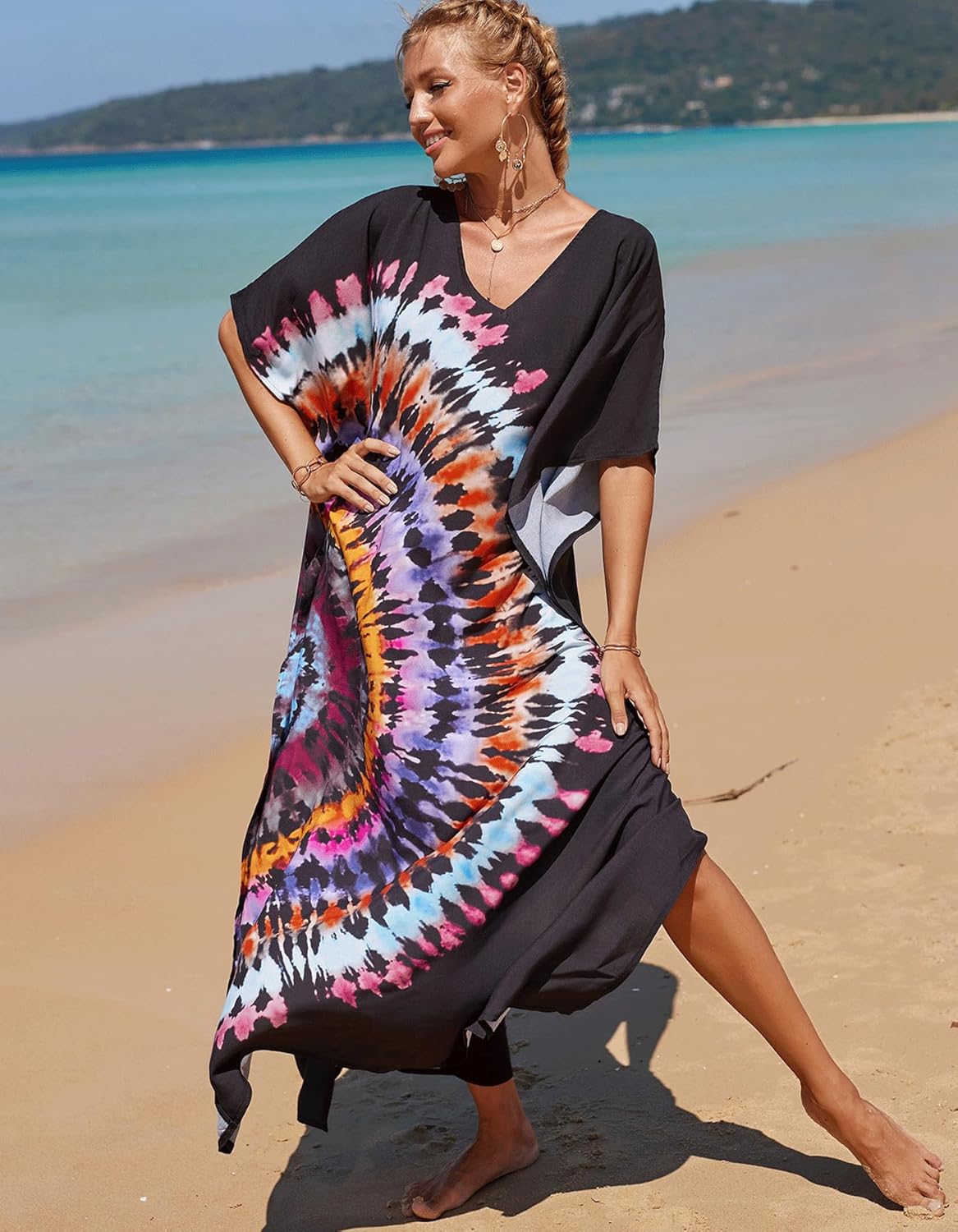 Women's Plus Size Beach Lounge Kaftan Maxi Dress Swimsuit Coverup for Women - Image 7