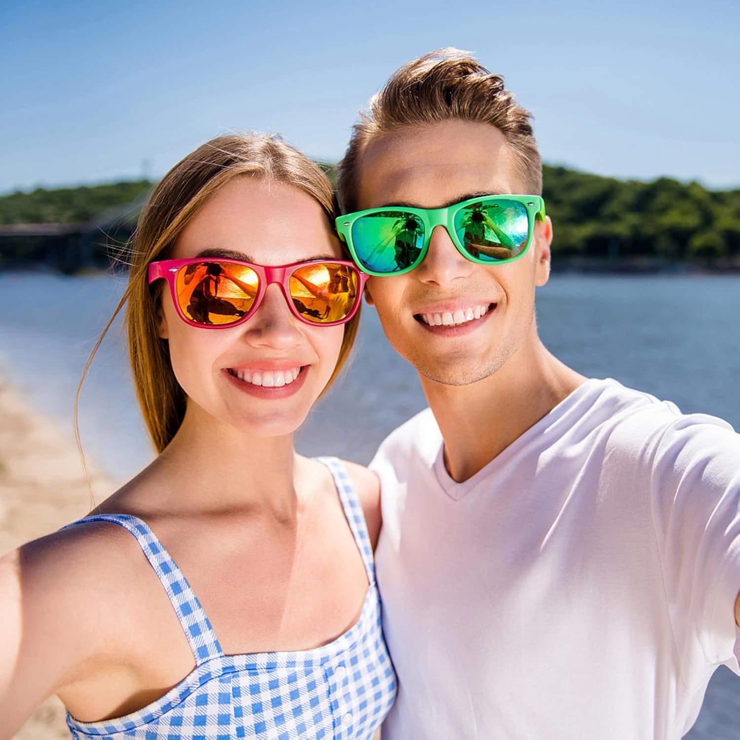 12/24 Pack Wholesale Retro Neon Colors Party Favor Supplies Unisex Sunglasses Bulk for Adults Teens, UV400 Protection - Image 6