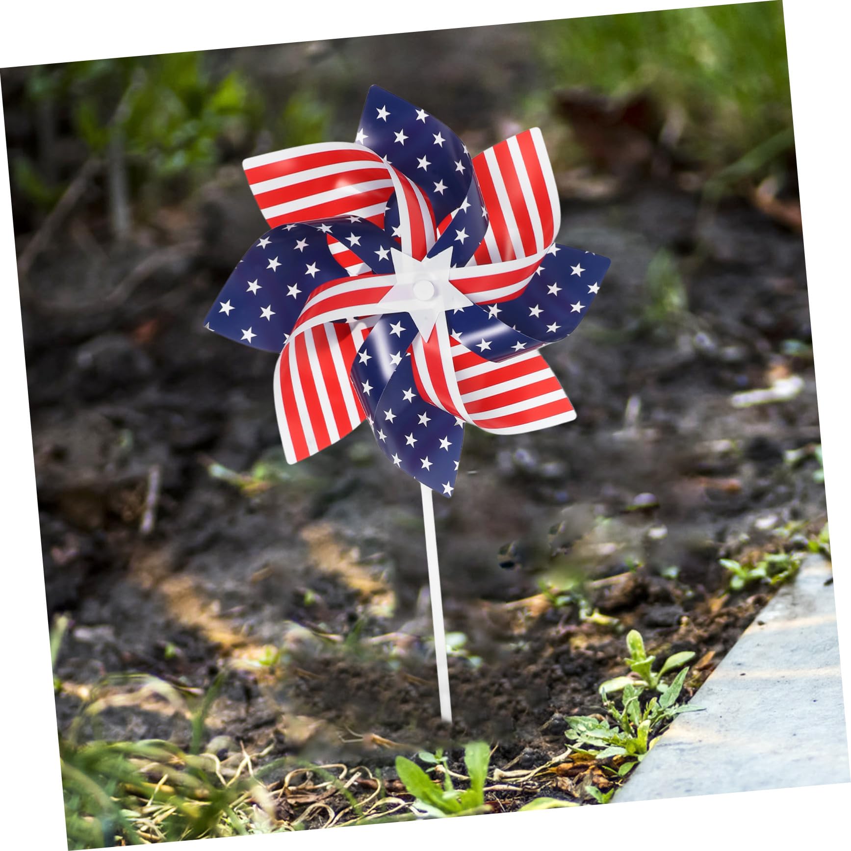 VICASKY 54 Teiliges Pinwheel Deko für Garten und Balkon Bunte Windmühlen mit Amerikanischer Flagge Wetterfeste Gartendekoration für Party Terrasse und Outdoor Atmosphäre