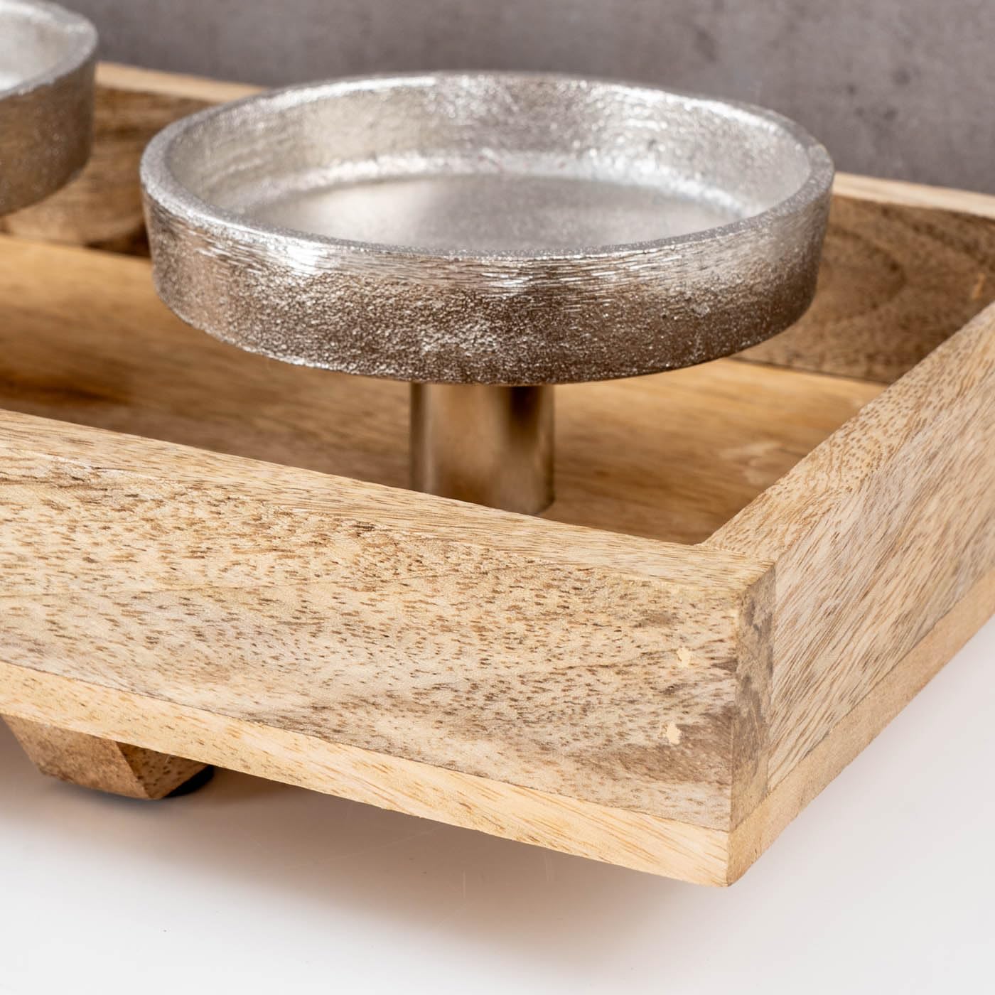 levandeo Adventskranz Holz Lang L46cm Mango Weihnachtsdeko Kerzen Tablett Tischdeko Weihnachten Kerzenständer Adventskerzenhalter Deko