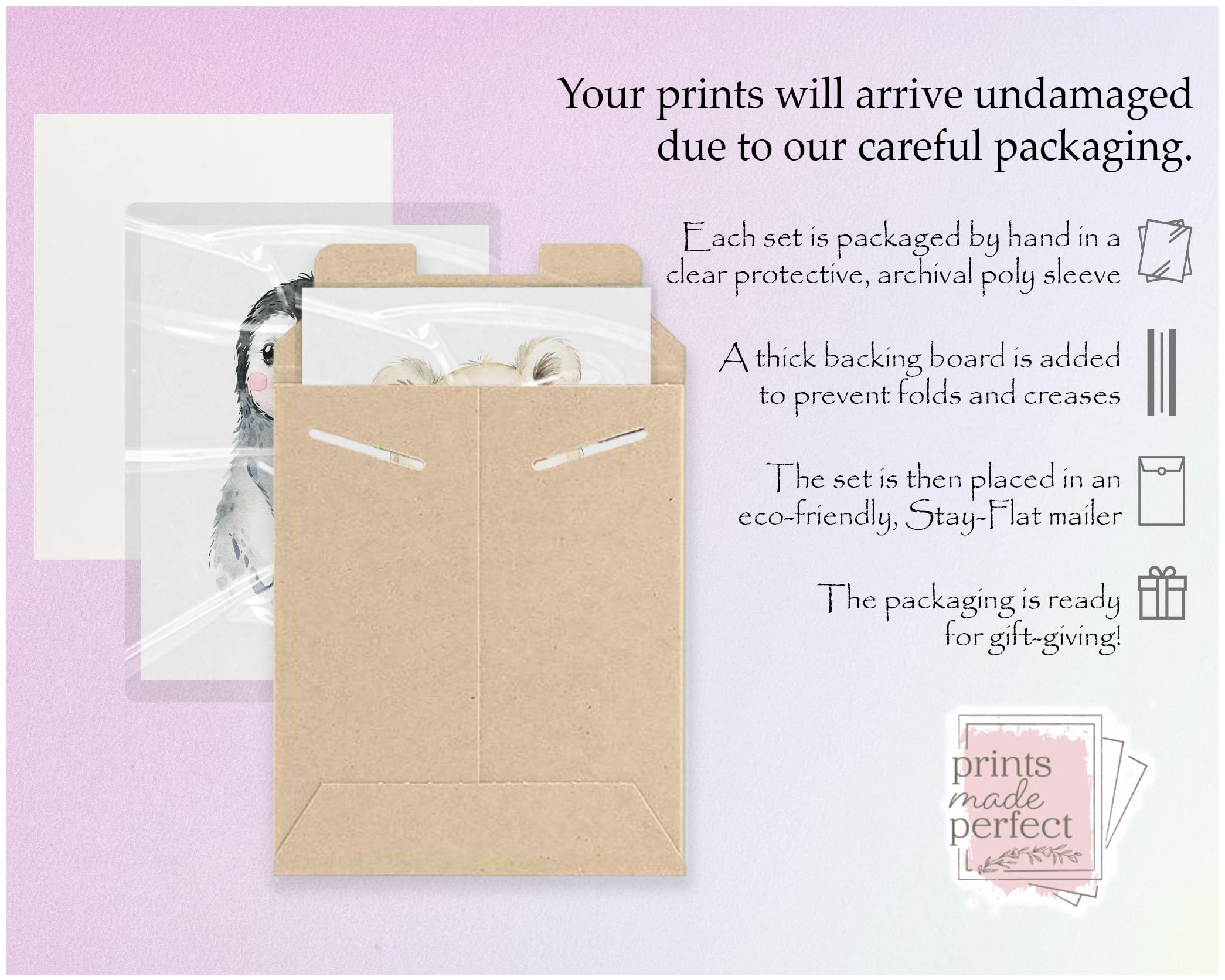 Arctic Baby Animals Wall Art Prints - Nursery Decor - Snow Theme Toddler Bedroom Decor - Set of 6-8x10 - Unframed - Watercolor