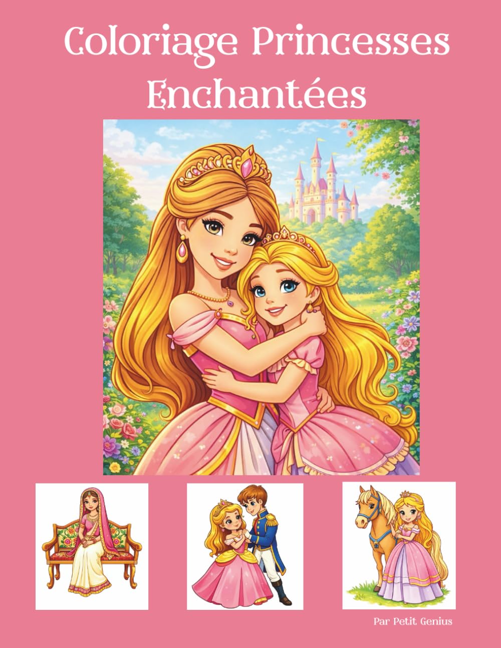 Coloriage Princesses Enchantées: dessins de princesses mignonnes et raffinées dans des jardins magiques, châteaux enchantés et royaumes féeriques – Idéal pour filles à partir de 3 ans