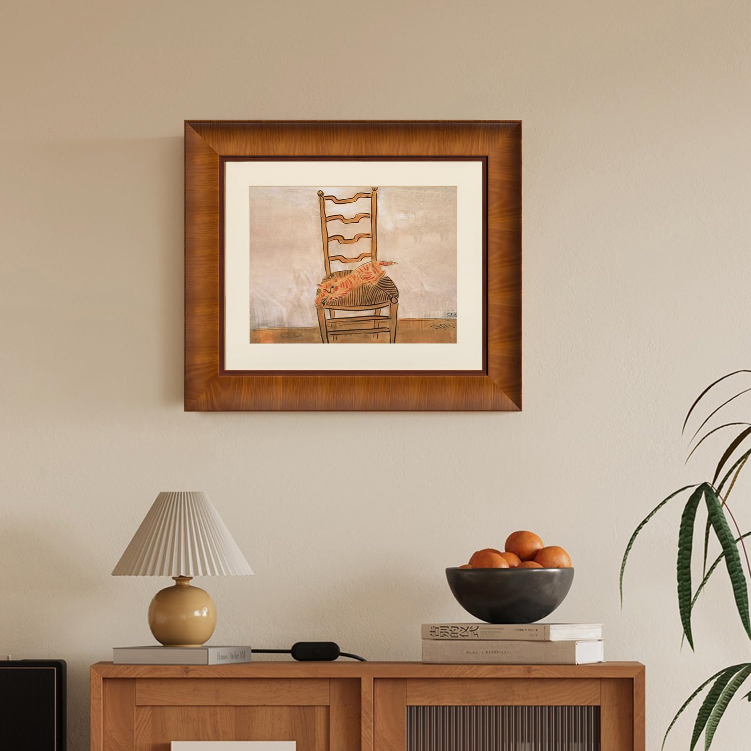 BWPFRAME 11x14 Picture Frame Matted to 8x10, Minimalist Style, Solid Wood, Walnut Brown Frame with Smooth Satin Finish, Plexiglass and Backer Included, Wall Display Frame for Photos and Prints