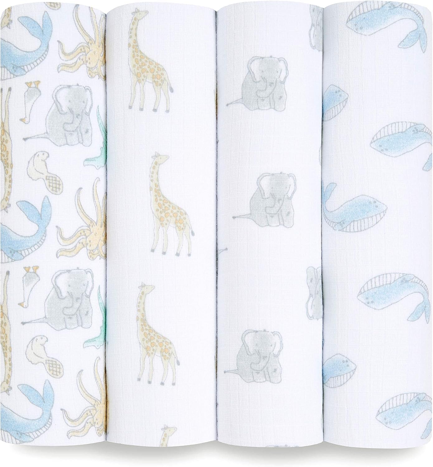 aden anais essentials 100% Katoen Mousseline Inbakeren & Ontvangen Deken voor Baby Meisjes & Jongens, 112x112cm, Pasgeboren Inbakeren Set, Baby & Peuter Douche Gift, 4 Pack, dumbo nieuwe hoogten