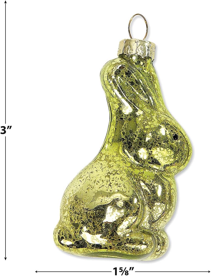 Lillian Vernon Bunny Blown Glass Easter Ornaments - Handcrafted Hanging Tree Decorations, Easter Bunny Holiday & Party Decor, 2.75 in, Assorted, 12-Piece Set