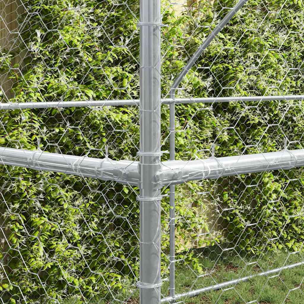 Juego de 2 perreras de acero galvanizado, 4 x 2 x 2 m, resistente a la intemperie, protección y seguridad para cachorros y mascotas en el jardín, con sistema de cerrojo con cerradura y techo