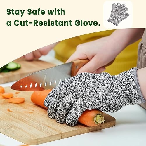 Miniatura 5 de Juego de Cuchillos para Niños Kibbidea de 4 Piezas, Acero Inoxidable, Mango de Madera, Cuchillos para Niños para Cocina Real, Cuchillo de Chef Apto