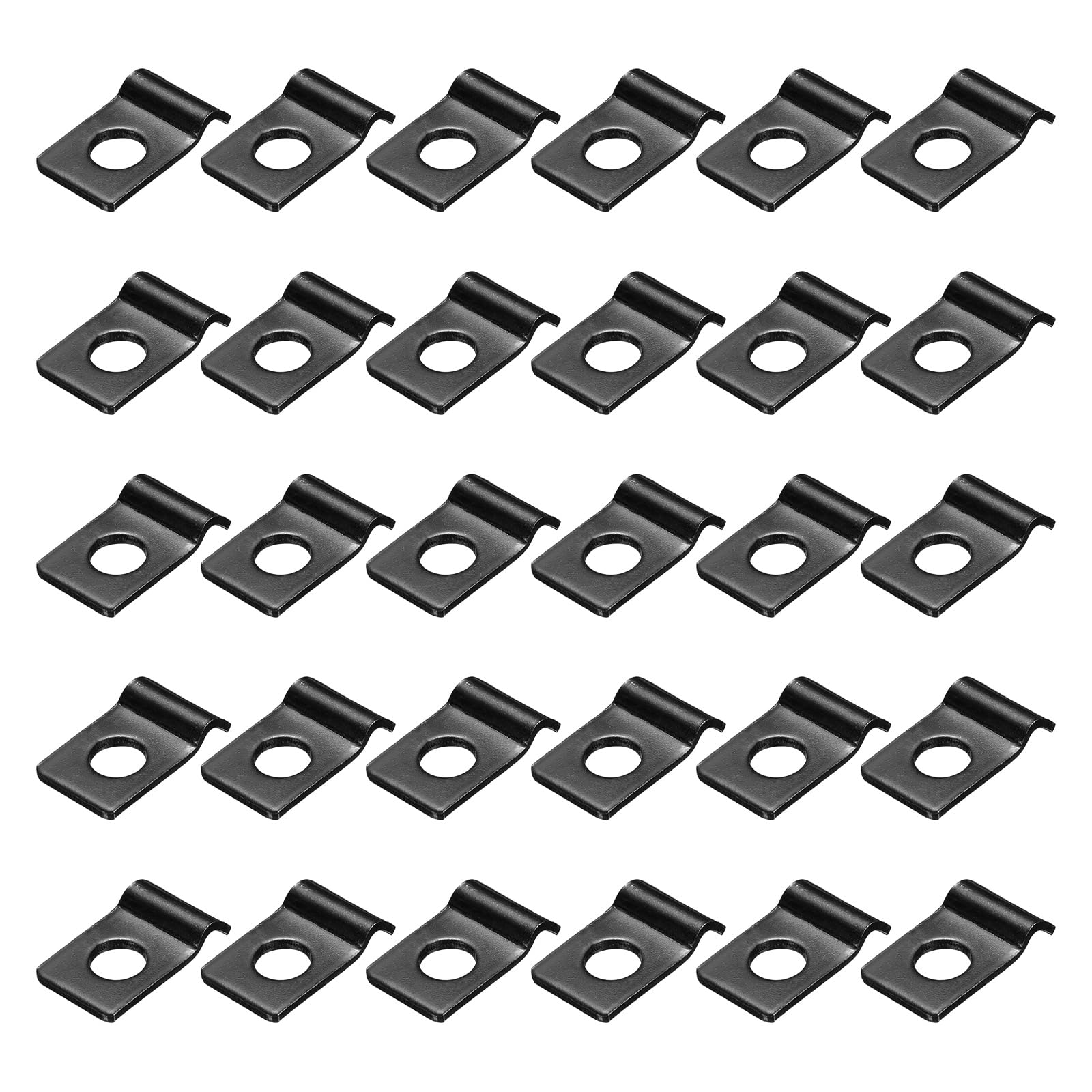 sourcing map 1/16 Inch Pipe Strap, Carbon Steel Conduit Clip 30pcs Single Hole Strap Clamp for Pipe Tube Cable Fixing (2mm, Black)