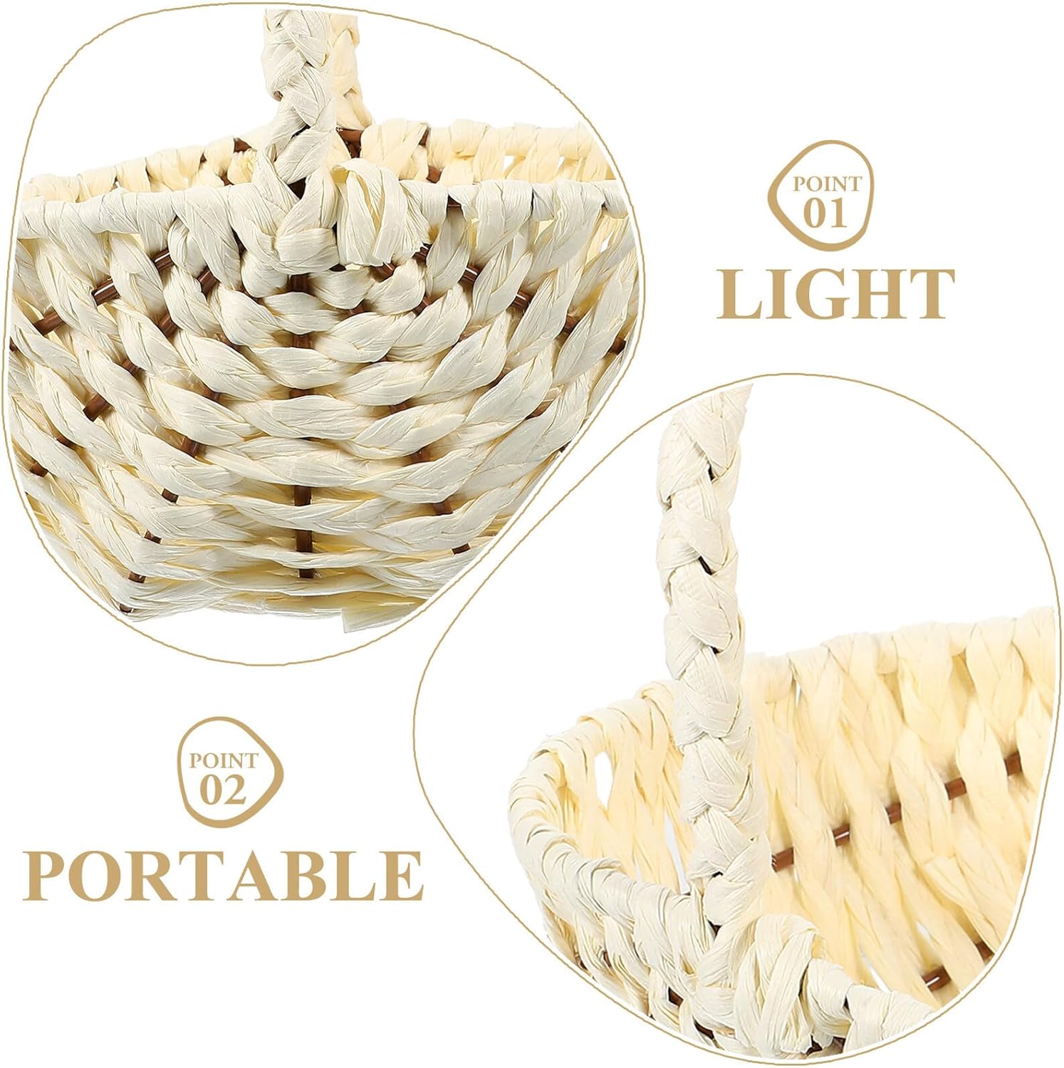 Woven Paper Picnic Basket Set with Handles Fruit Storage Baskets for Outdoor Picnics and Home Organization for Food