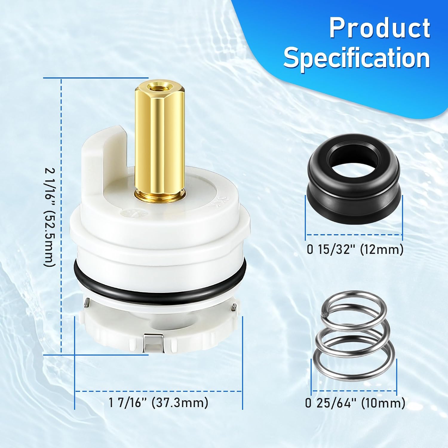 Dreyoo 2 Pack Square Stem Washerless Cartridge Replacement for DA603566, Shower Cartridge Compatible with Danze and Glacier Bay Single Handle Tub/Shower Faucets with Temperature Limit Stops