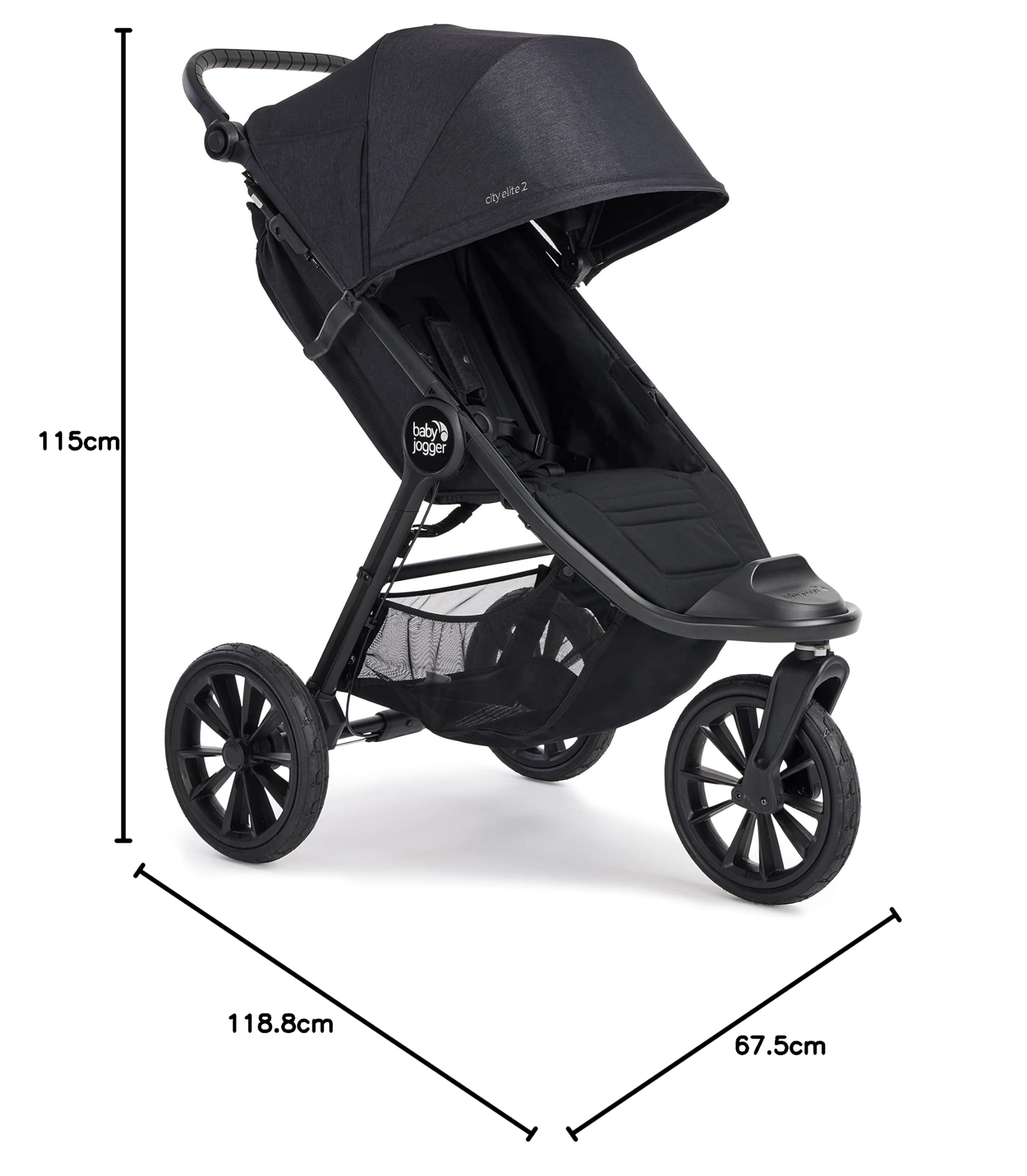 Baby Jogger City Elite 2 Kombikinderwagen für jedes Gelände, zusammenklappbar, Opulent Black