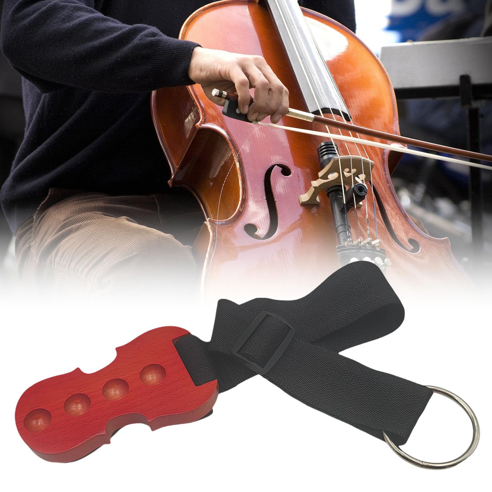 Premium Cello Rest Pad aus Holz mit Griff & verstellbar für Spielkomfort Cello-Holzsockel
