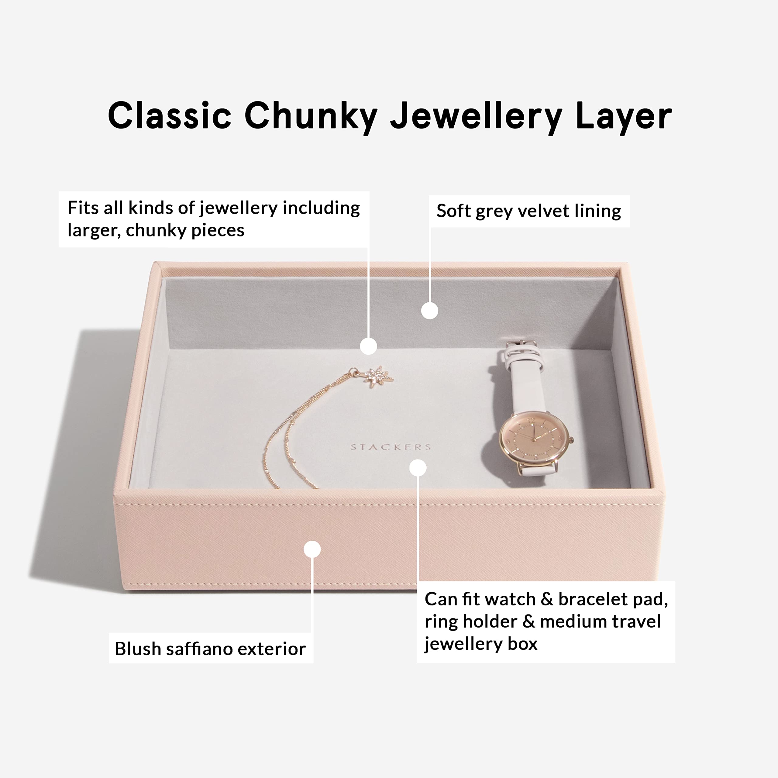 Stackers Blush Classic Set of 5 With Champagne Gold Fitting + Foil