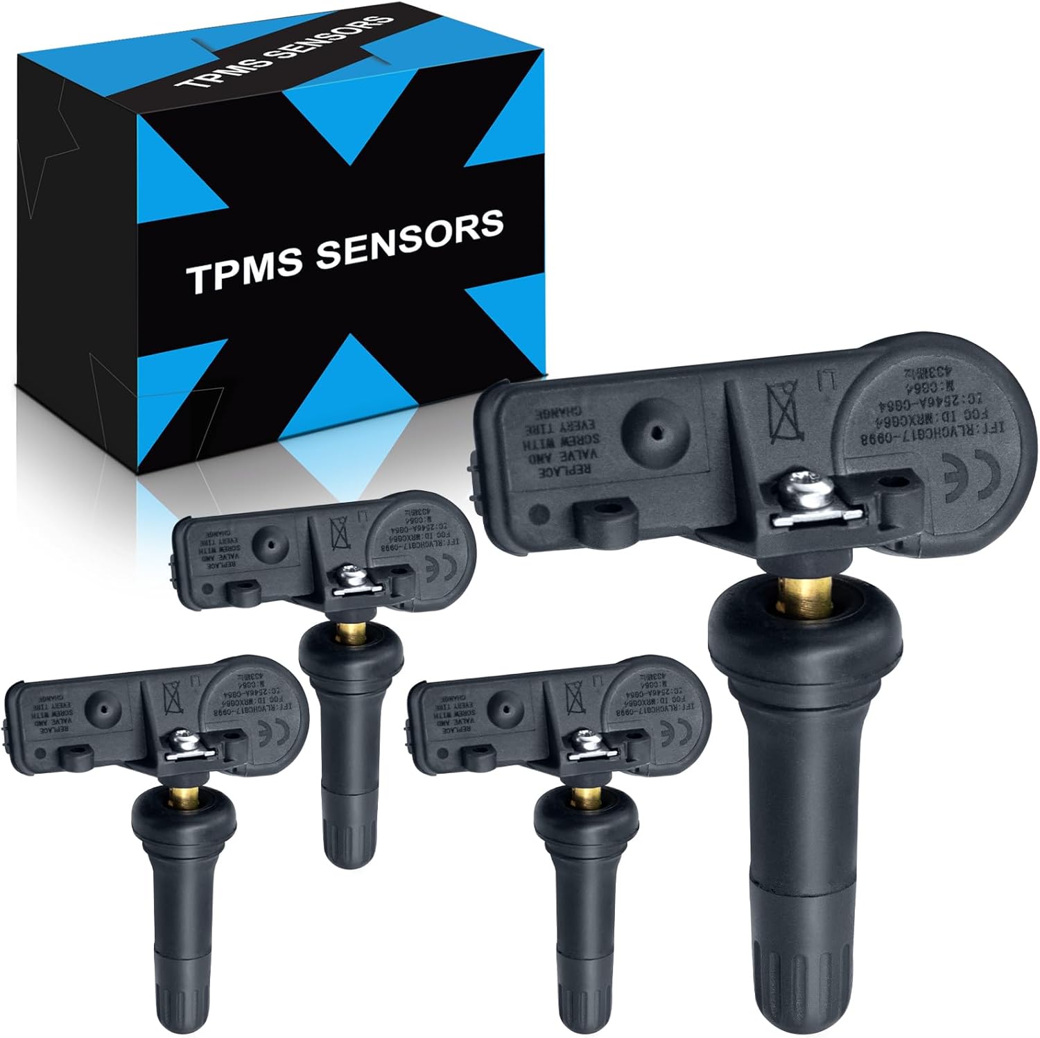 Tire Pressure Sensor for:-Dodge Durango 2011 2012 2013 2014 2015 Challenger Charger, for:-RAM 1500 2500, for:-Jeep Wrangler Grand Cherokee, for:-Fiat Tire Sensors 56029398AB 433Mhz (4)