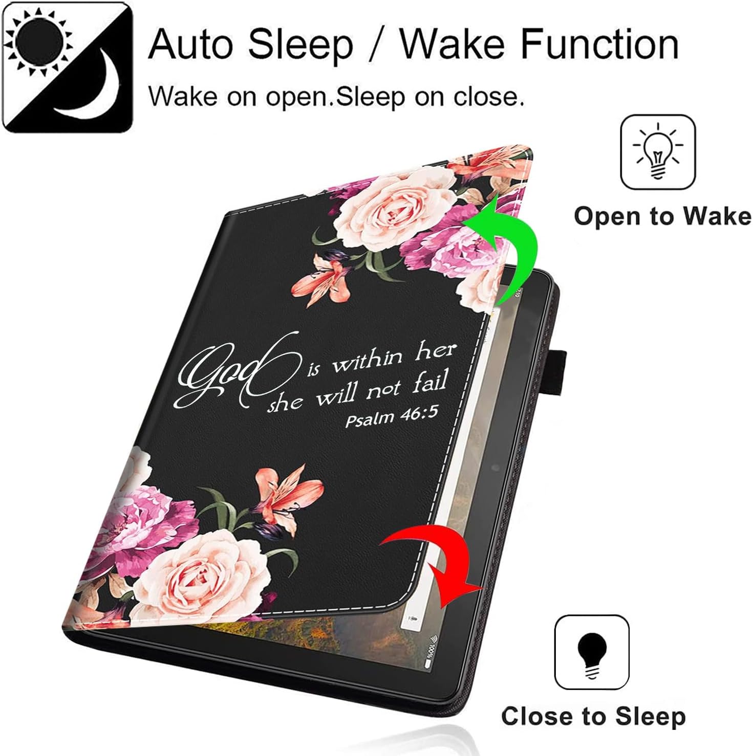 Case for Amazon Fire Max 11 Tablet (13th Generation, 2023 Release), Slim Folding Stand Cover with Auto Wake/Sleep for Fire 11 Max Tablet, Peony Flower Psalm 46:5