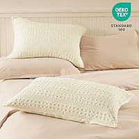 Vista 7 de PHF Fundas de almohada de tejido gofre tamaño king, paquete de 2 fundas de almohada 100% algodón, 20 x 36 pulgadas, sin inserto, suaves