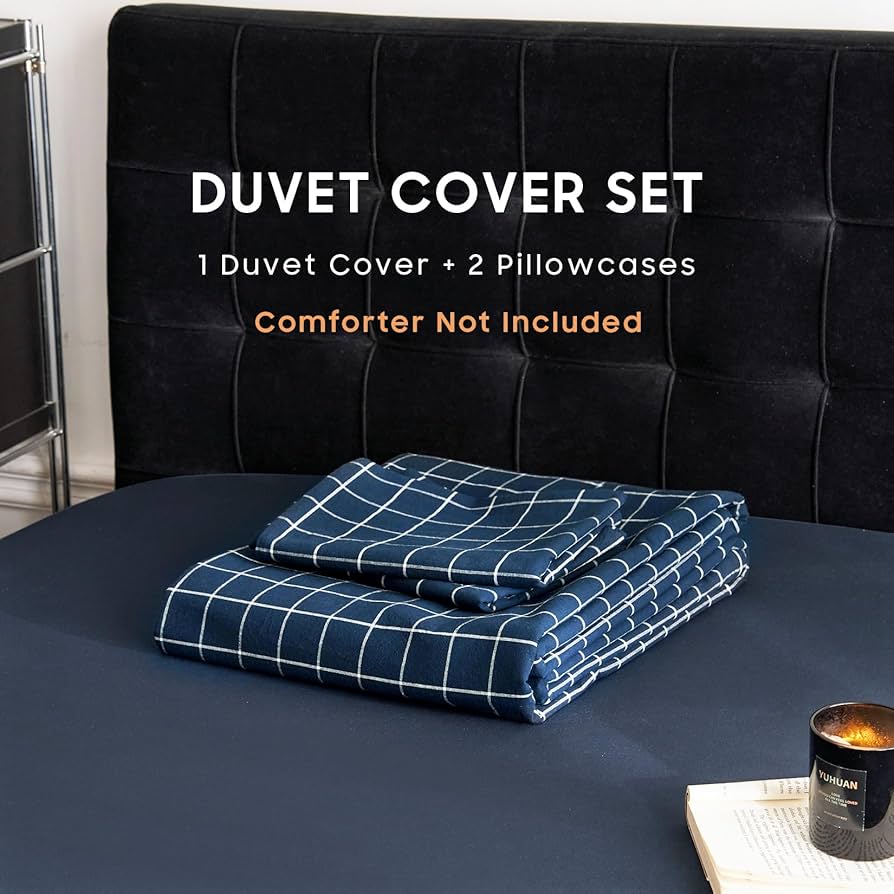 Amazon｜Wake In Cloud – ネイビーグリッド布団カバーセット