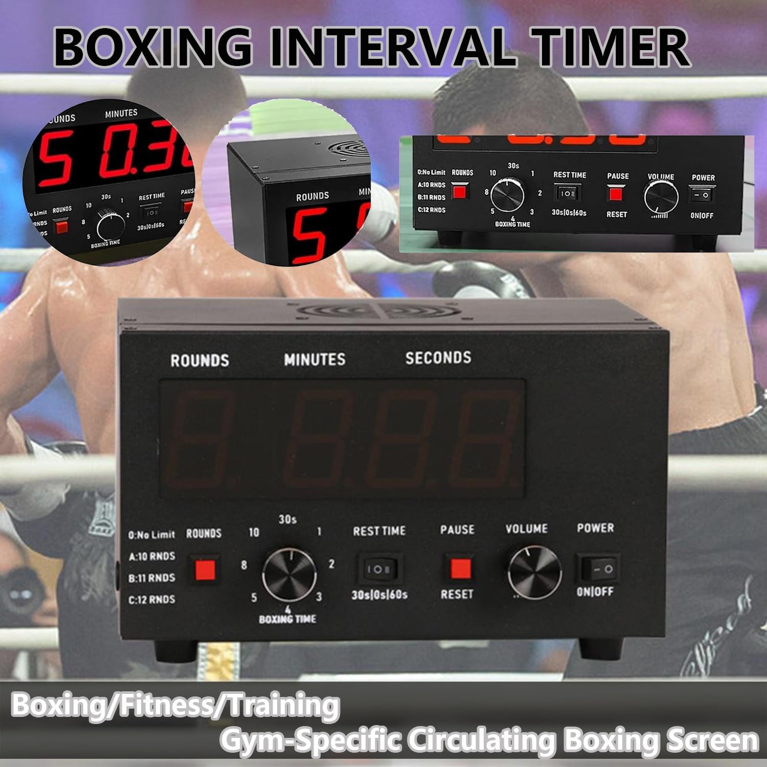 Timer a intervalli di boxe con display a LED e cicalino regolabile per allenamento e ginnastica, ideale per professionisti del fitness e atleti