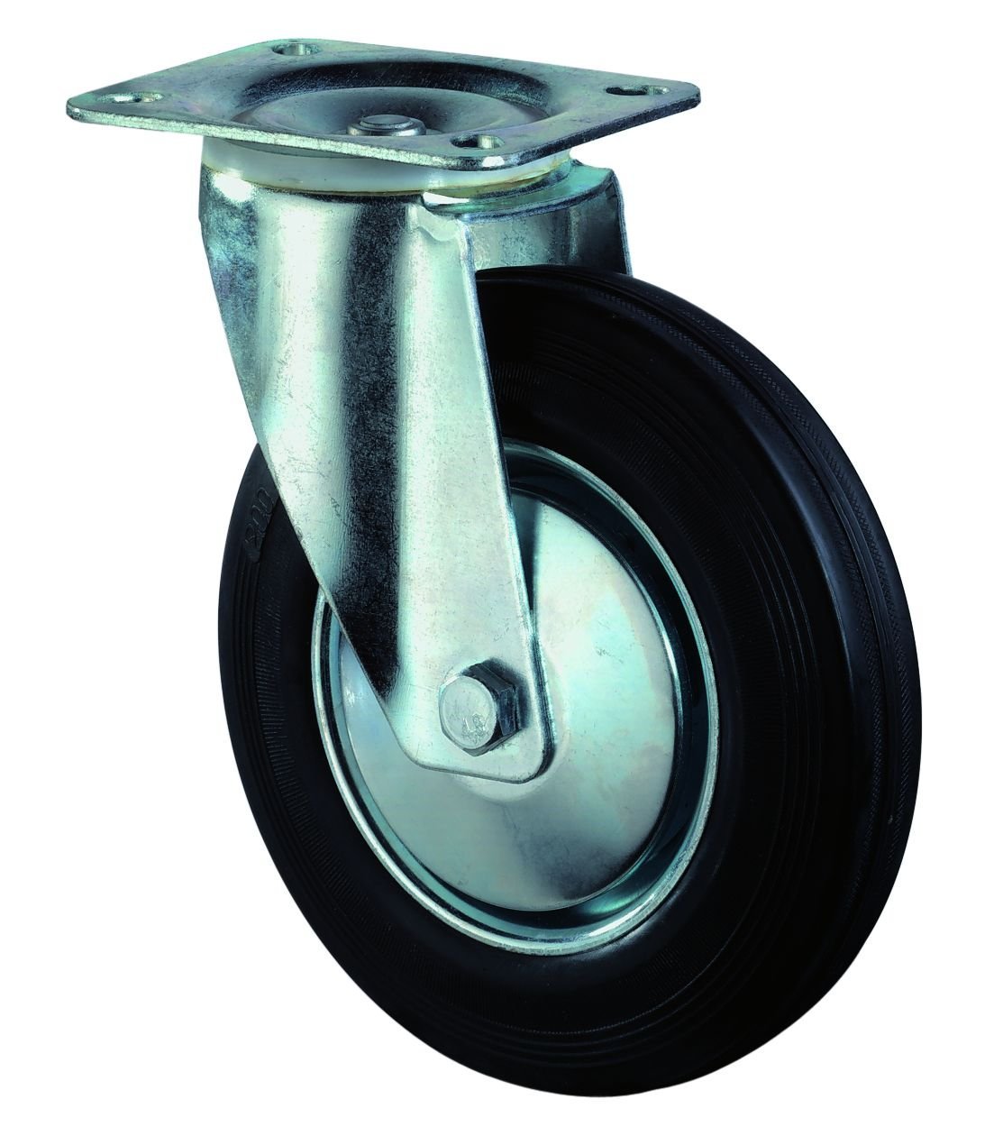 BS Lenkrolle 125 mm, Platte,Gummi schwarz
