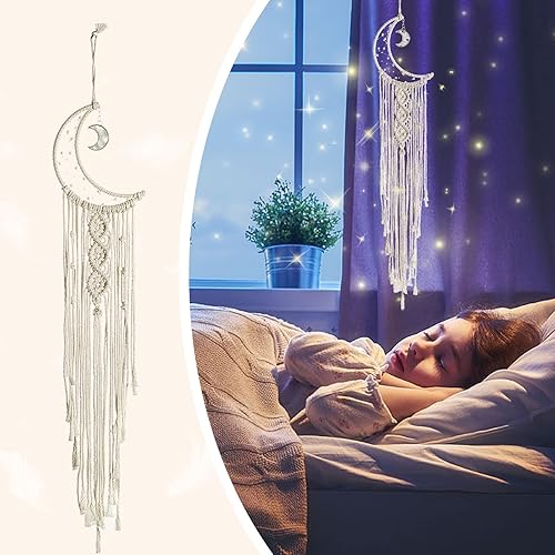 Miniatura 5 de YAMAXIN Kits de macramé de atrapasueños de luna para niños y adultos, incluye anillos de aro de metal, cordón de macramé o más suministros de