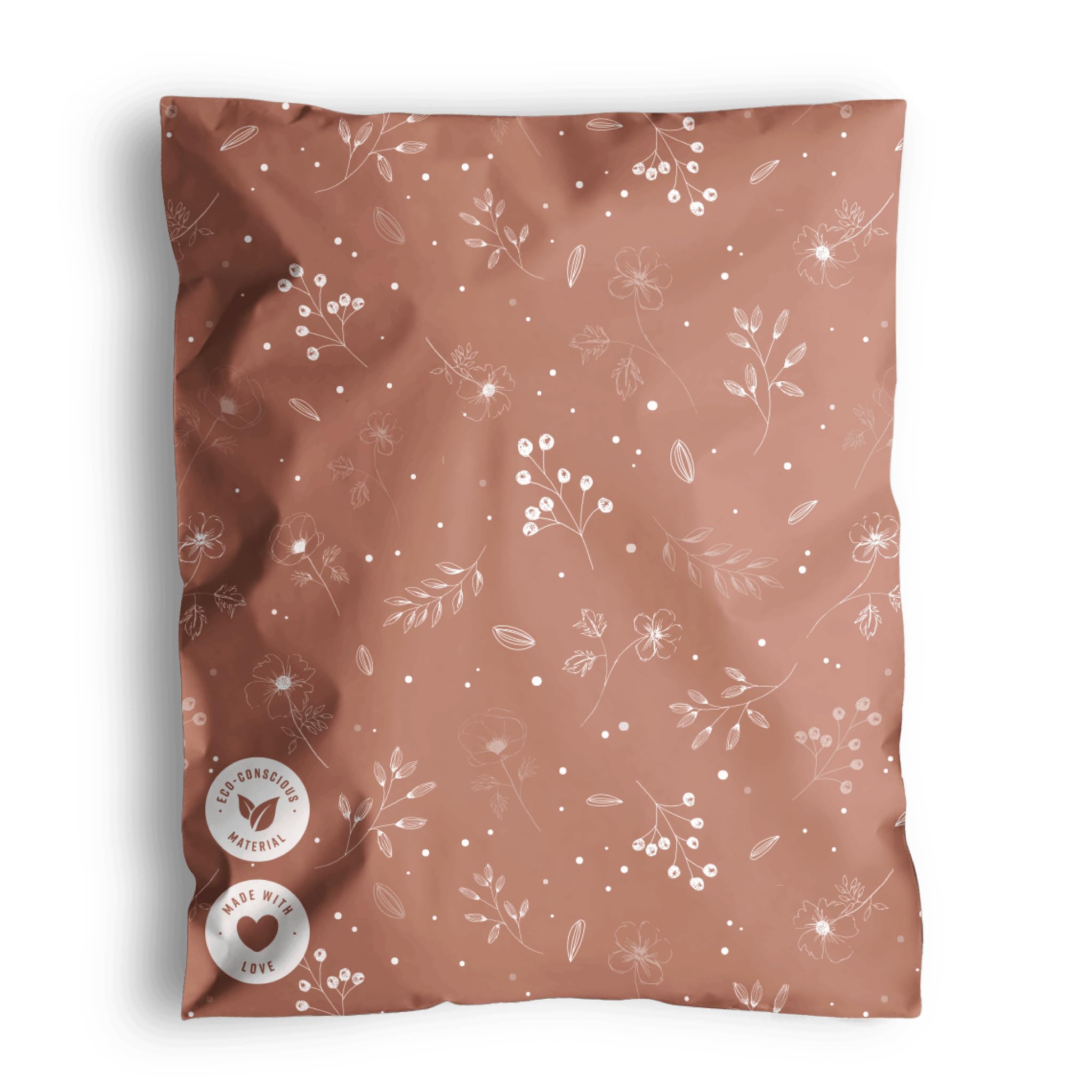 Impack 10x13 Biodegradable Poly Mailers (Floral Rosy Brown)