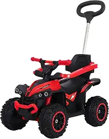 Quadriciclo Elétrico Infantil com Aro de Proteção Haste Direcionavel Som e Luz (Vermelho)