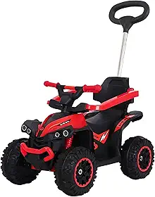 Quadriciclo Elétrico Infantil com Aro de Proteção Haste Direcionavel Som e Luz (Vermelho)