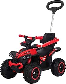Quadriciclo Elétrico Infantil com Aro de Proteção Haste Direcionavel Som e Luz (Vermelho)