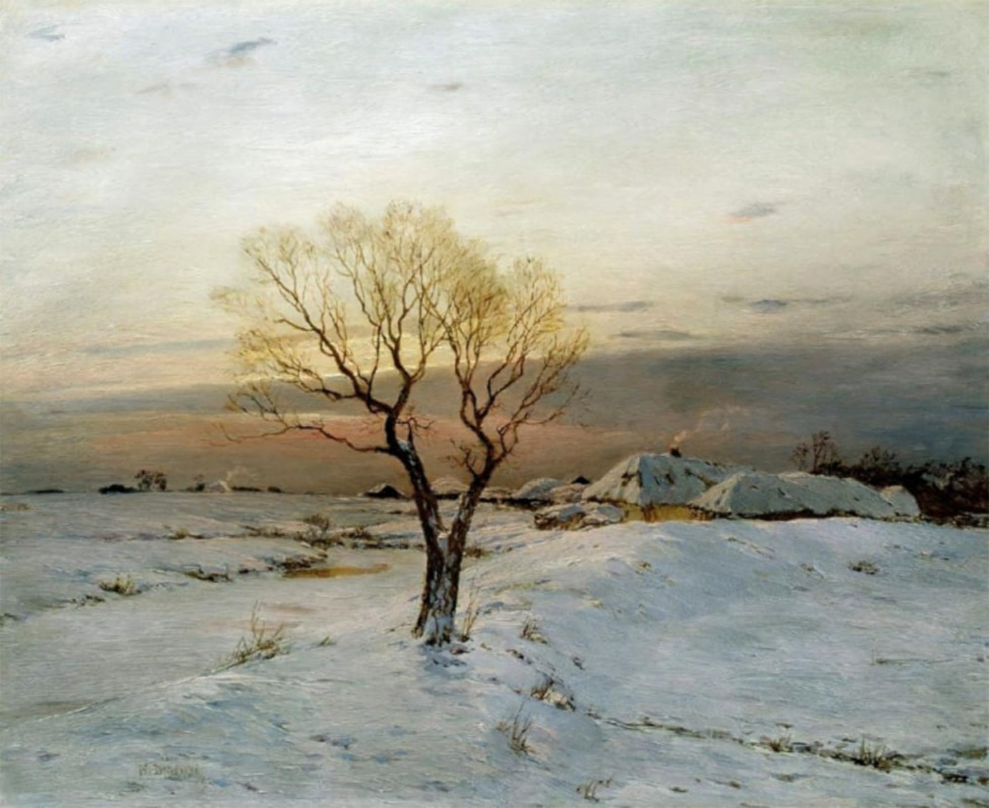 ARTXLXXBN Famous Prints Artwork Pictures Poster Painting Art Frosty Morning by Nikolay Dubovskoy Artwork Landscape Pictures for Home Decor 60x90cm
